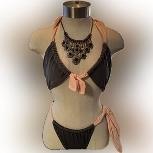 ✨🐚SPRING BREAK DROP - LIMITED TIME FREE SHIP - VS Taupe and Pink Bikini-L and M